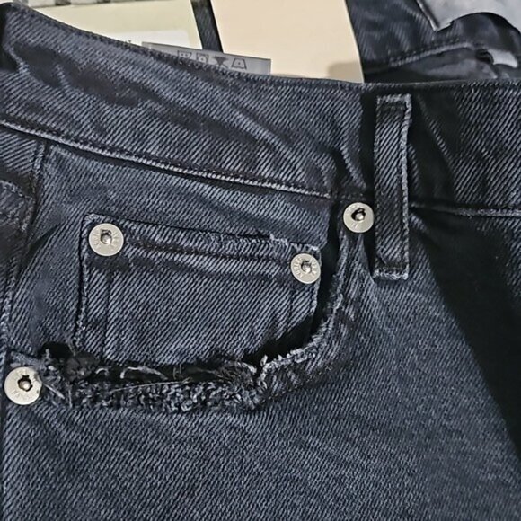 Agolde Raw Hem Black Straight Jeans Size 27 New - Picture 5 of 12